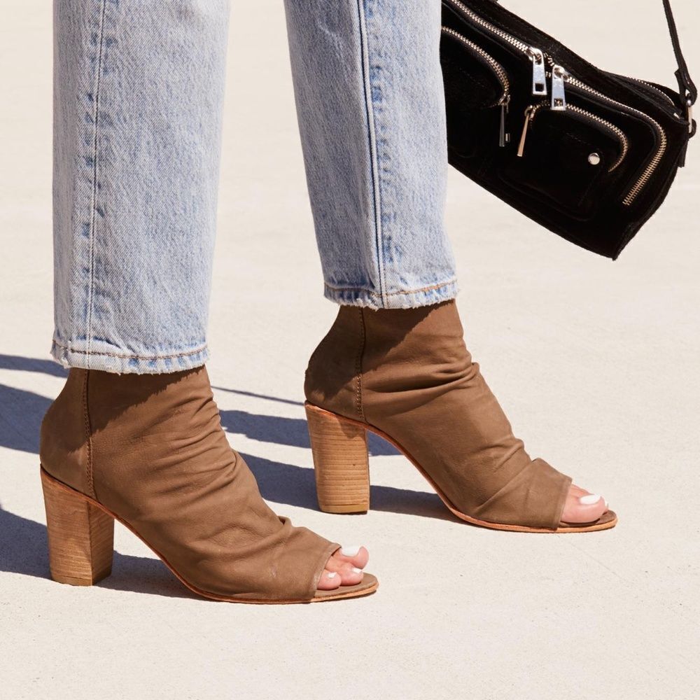 NEW Free People Brown Clearwater Heel Booties 6